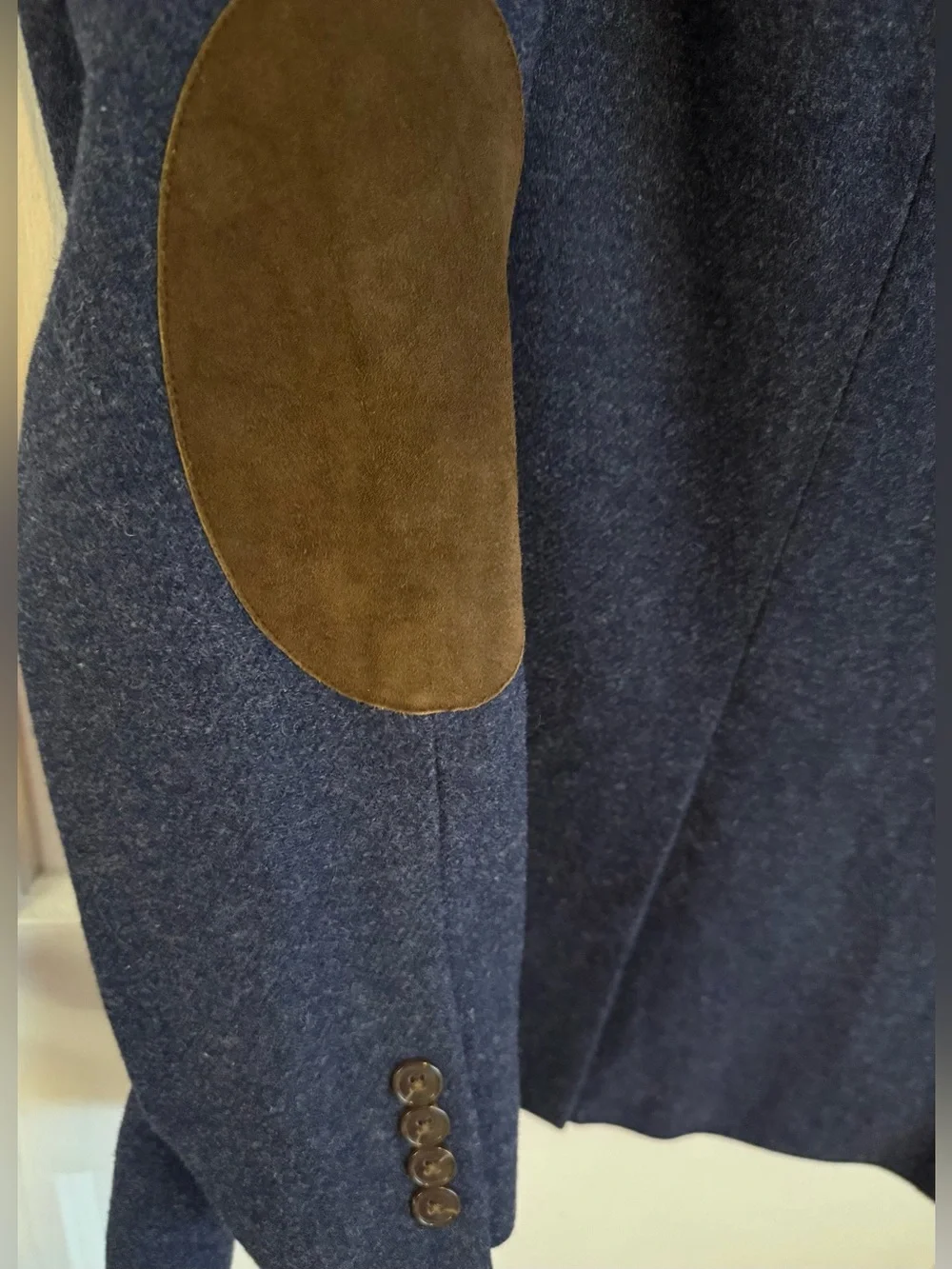 The J.Crew Men's Blue Wool Ludlow Blazer Suede Elbow Patches Size 38 S